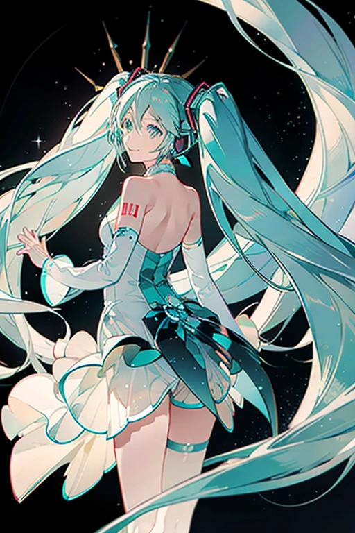 Hatsune miku,(Masterpiece:1.2, hiquality), (pixiv:1.4),voluminous lighting,
back light,night time,