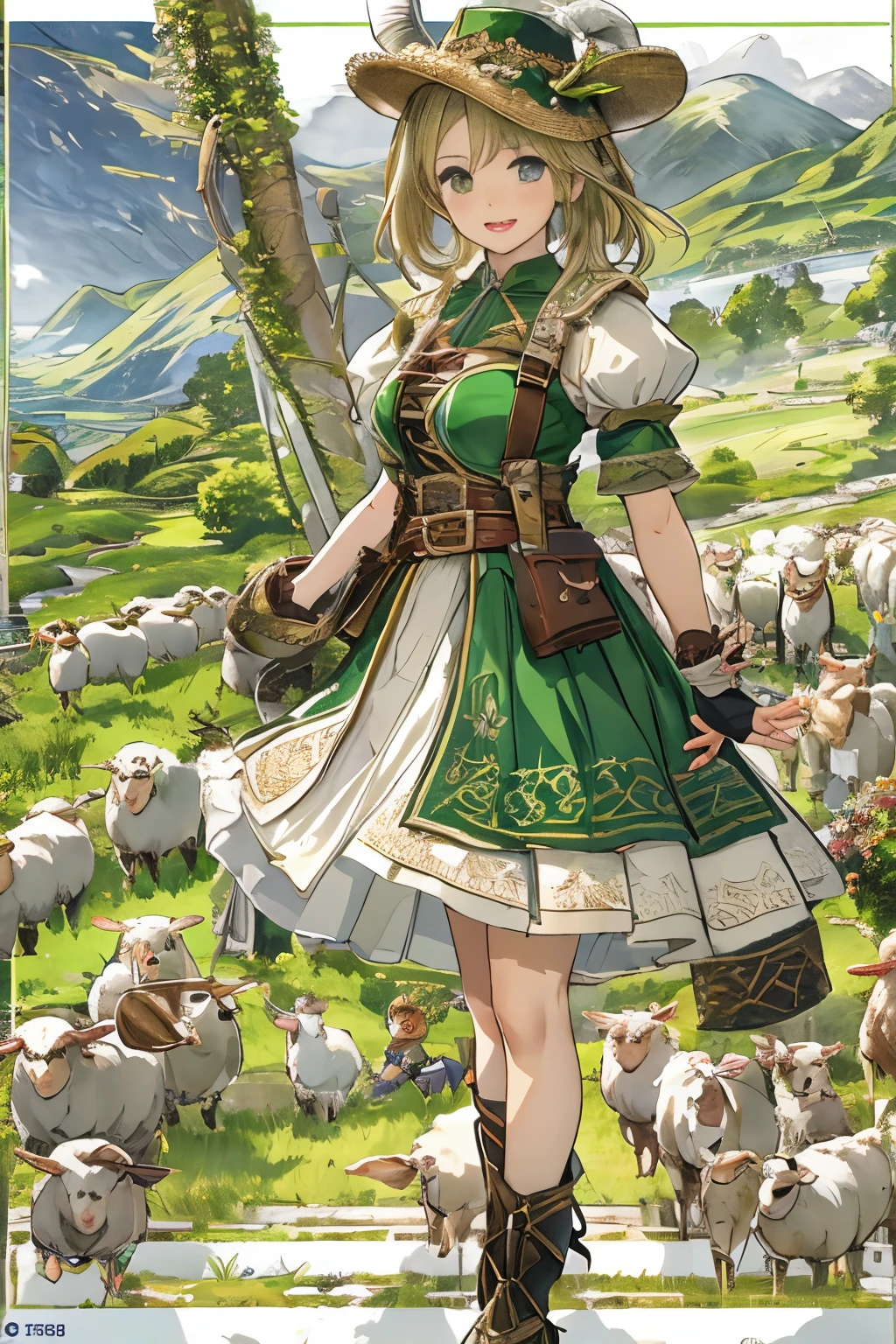 Final Fantasy 11 world、Ronfort、Irish Dance、irish music、irish costume、country girl、idyllic scenery、Steppe zone、Sheep、Border collie、