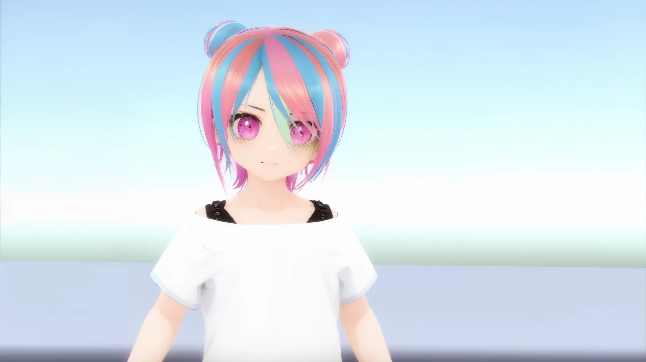 There is a cartoon boy with colorful hair, pink twintail hair and cyan eyes, anime styled 3d, anime stylized, anime styled, Anime style. 8K, Stylized anime, colorful pastel, render of a cute 3d anime girl, anime moe art style, anime vibes, PastelColors, detailed anime soft face, pastel color