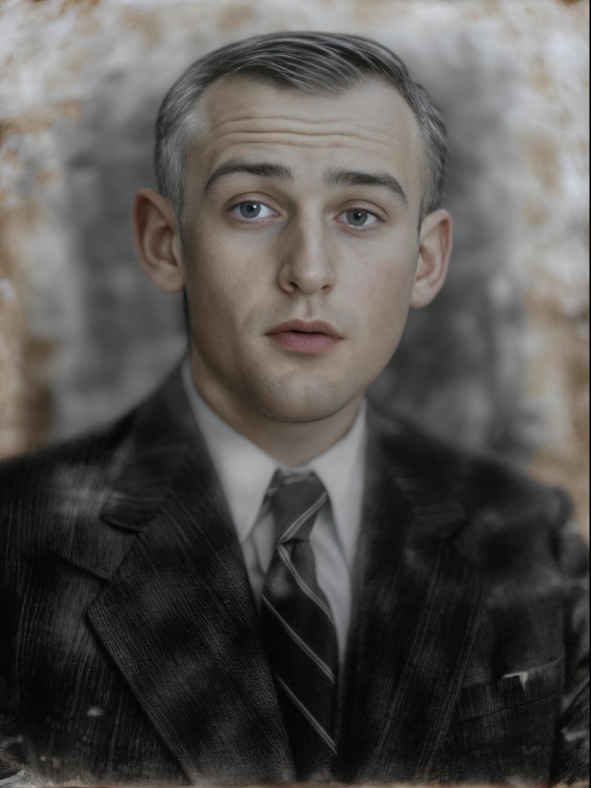 arafed photo of a man with a suit and tie, Grainy photo of an ugly person, photo of a man, photo of a man, grainy damaged photo, Photo of a 20-year-old white male..., very famous photo, Classified photo, taken in the early 2020s, Clyde Waldwell, 2 to 5 years, снято на Nikon AF-S NIKKOR 14-24mm f/2.Объектив 8G ED, day light, photo