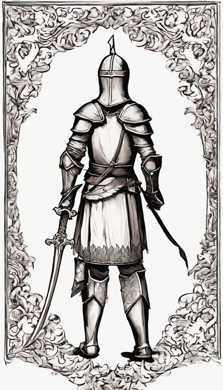 Cartoon two-headed little knight back view,، simple,adolable,Wear a full-coverage helmet