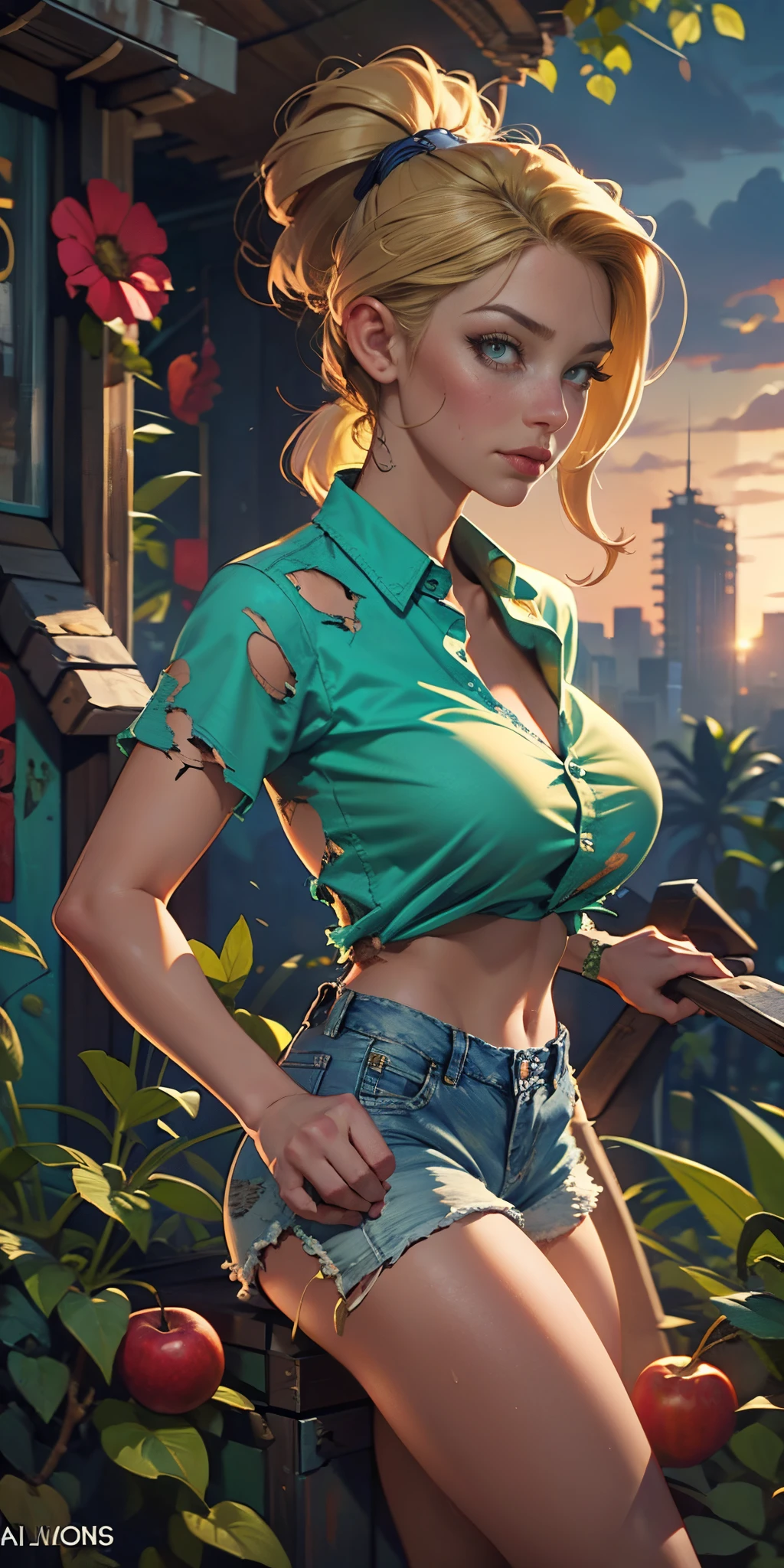 Master part, Beautiful happy German blonde girl, big breasts hang out ((kneeling outside, Arms above head pose, Nipple showing, tank top, perfect tits)), big chest, Sunset lighting, Golden hour, Gold-colored neighborhoods, very detailed, Dramatic lighting,  Digital art trending on Artstation 8k HD High Definition detailed realistic, detailed, skin texture, Hyper detailed, Realistic skin texture, armor, best quality, ultra high-resolution, (photorealistic:1.4), high resolution, detailed, Photo RAW, Sharp Re,  by Lee Jeffries nikon d850 film stock photography 4 Kodak Portra 400 camera F1.6 lenses, rich colors, hyperrealistic, lifelike texture, dramatic lighting, Unrealengine trending on ArtStation Cinestill 800, (((Precise female anatomy))), cleavage, nsfw,