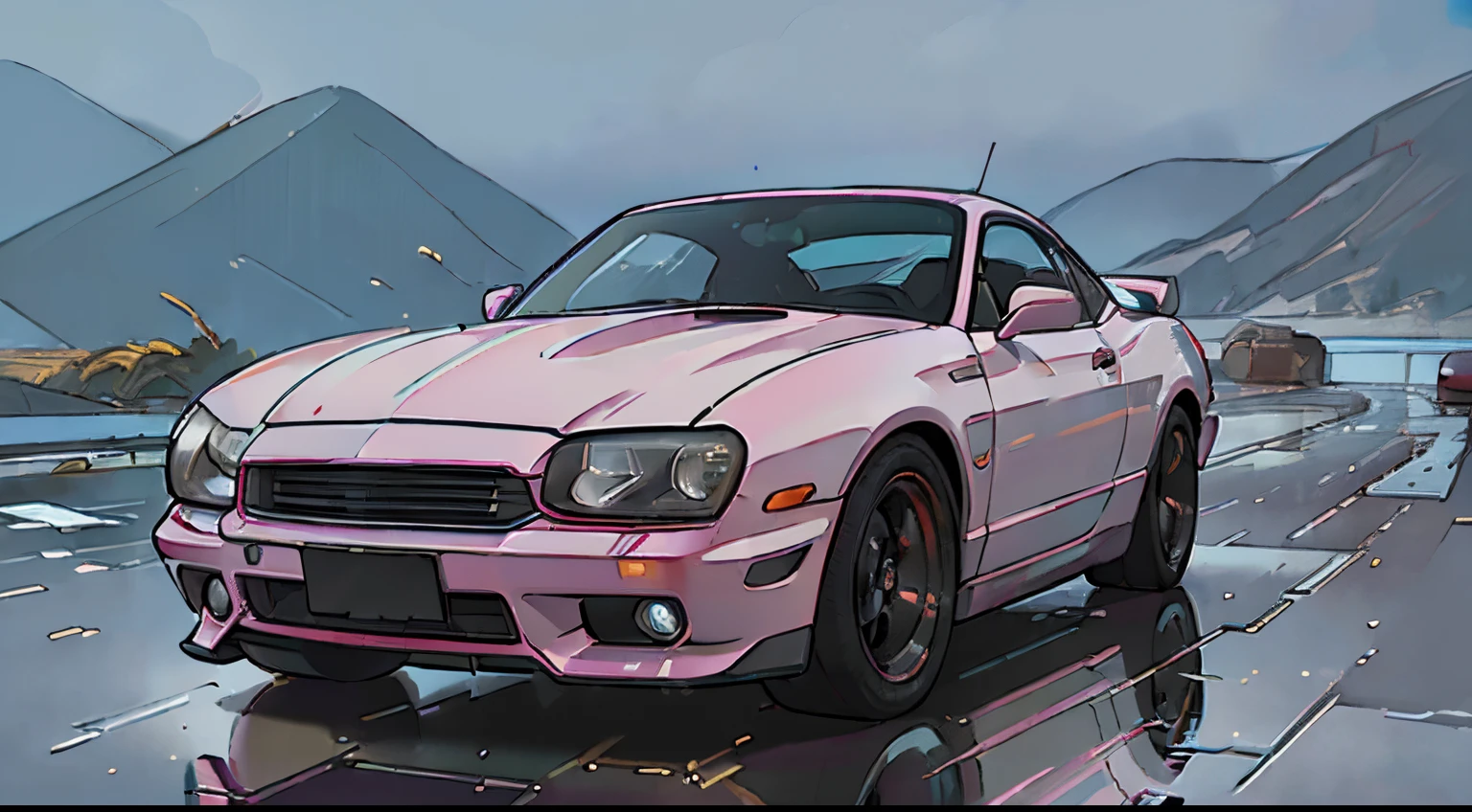 (best quality,highres:1.2),ultra-detailed,(realistic:1.37) car,beautiful exterior scenery, detailed reflection on the car surface, high-quality and precise painting, vibrant colors, natural lighting