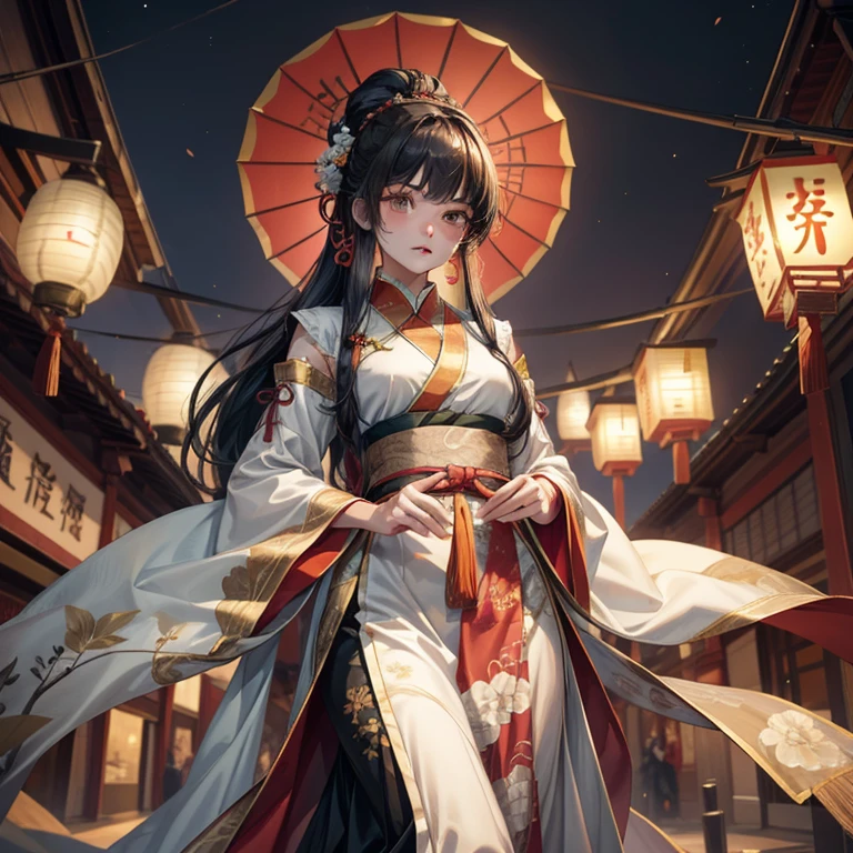 Very cute girl,G Cup Breasts,(Hanfu:1.6),(Hunfu skirt:1.3),(Bewitching:1.5),(The light of the mysterious lanterns shines:1.4),16 years old,a short bob,(A crumbling abandoned temple with peeling paint:1.5),(dark sky:1.8),(top-quality:1.4) ,Melancholy look,(Prone to downcast eyes:1.4),Look away,(Vague and ephemeral:1.4),(Beauty of the afterlife:1.1),Less ambient light、Strong reflection,Slender eyes,(Mysterious Beauty:1.3),(Lantern light illuminating a shadowy face:1.4),underlighting,