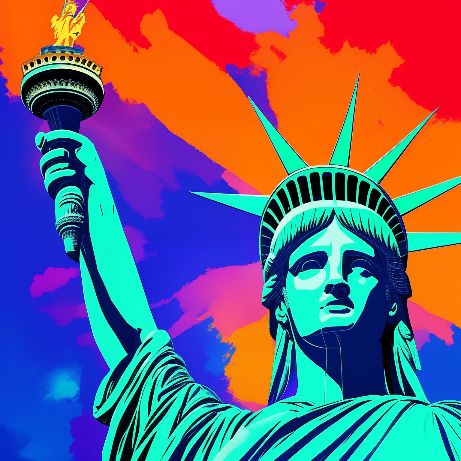 Statue of Liberty in the United States 🇺🇸 in the style of Peter max