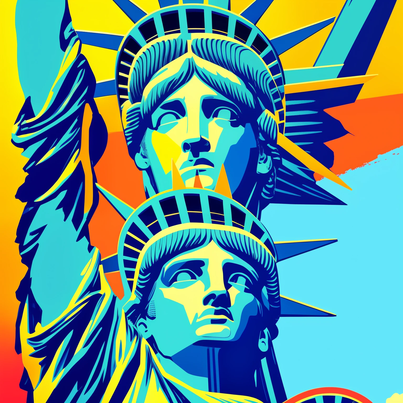 Statue of Liberty in the United States 🇺🇸 in the style of Peter max
