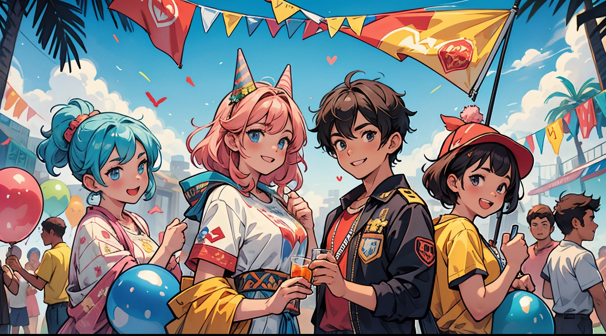 Party member in my heart,The picture shows the party flag, emblem and cartoon characters of party members