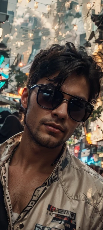 Change background cyberpunk handsome boy ,real face 8k ultra realistic