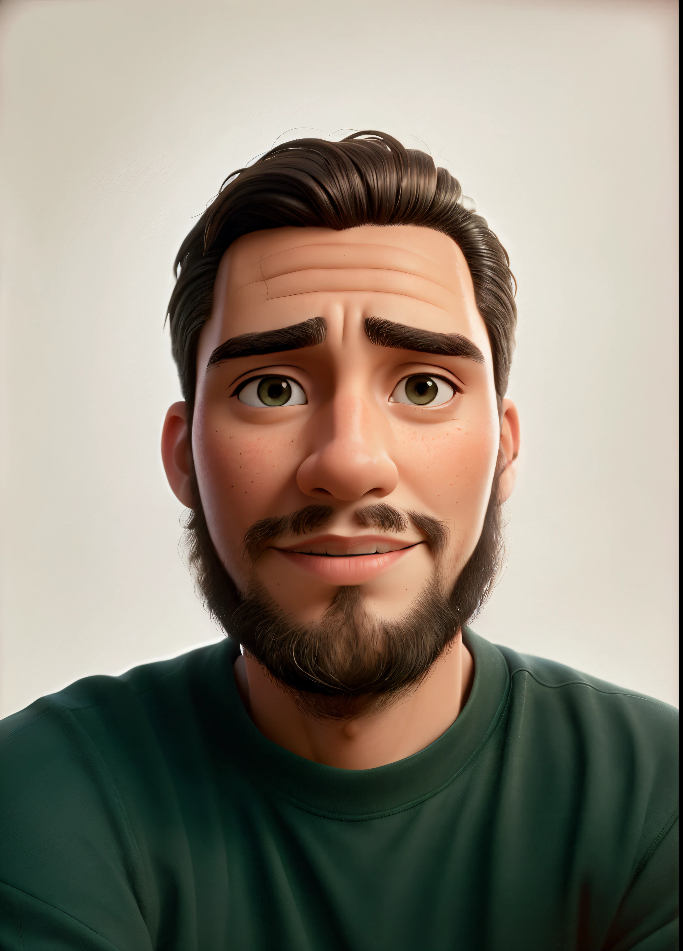 Arafed man with a beard and a green shirt looking at the camera - SeaArt AI
