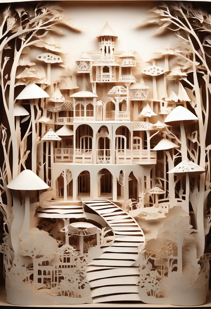 Mushroom farm heaven, centric design, organic castle
