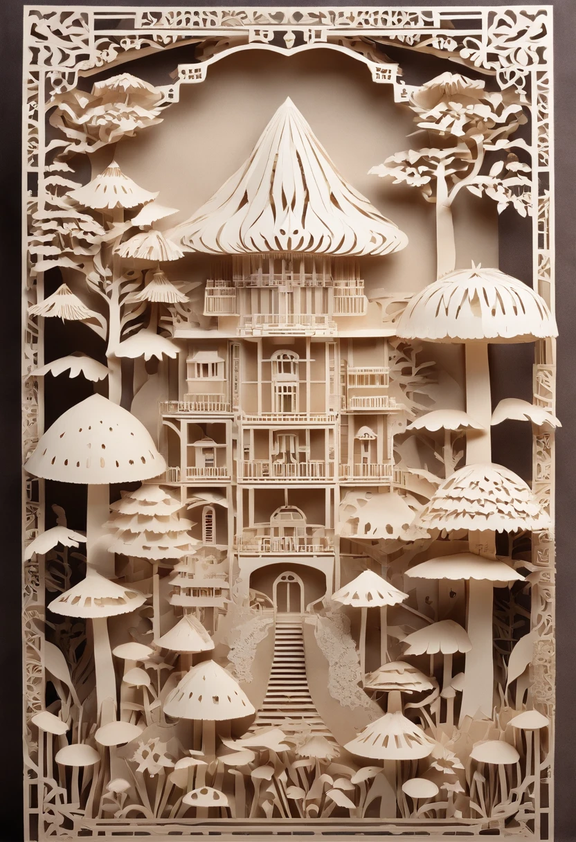 Mushroom farm heaven, centric design, organic castle