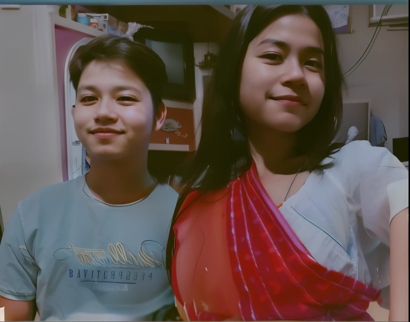 there are two people standing together in a kitchen, candid picture, old picture, very very low quality picture, profile pic, with a kid, with lovely look, facebook post, selfie photo, candid photo, candid photograph, taken with the best dlsr camera, with accurate face, photo taken in 2 0 2 0, around 1 , selfie, a picture