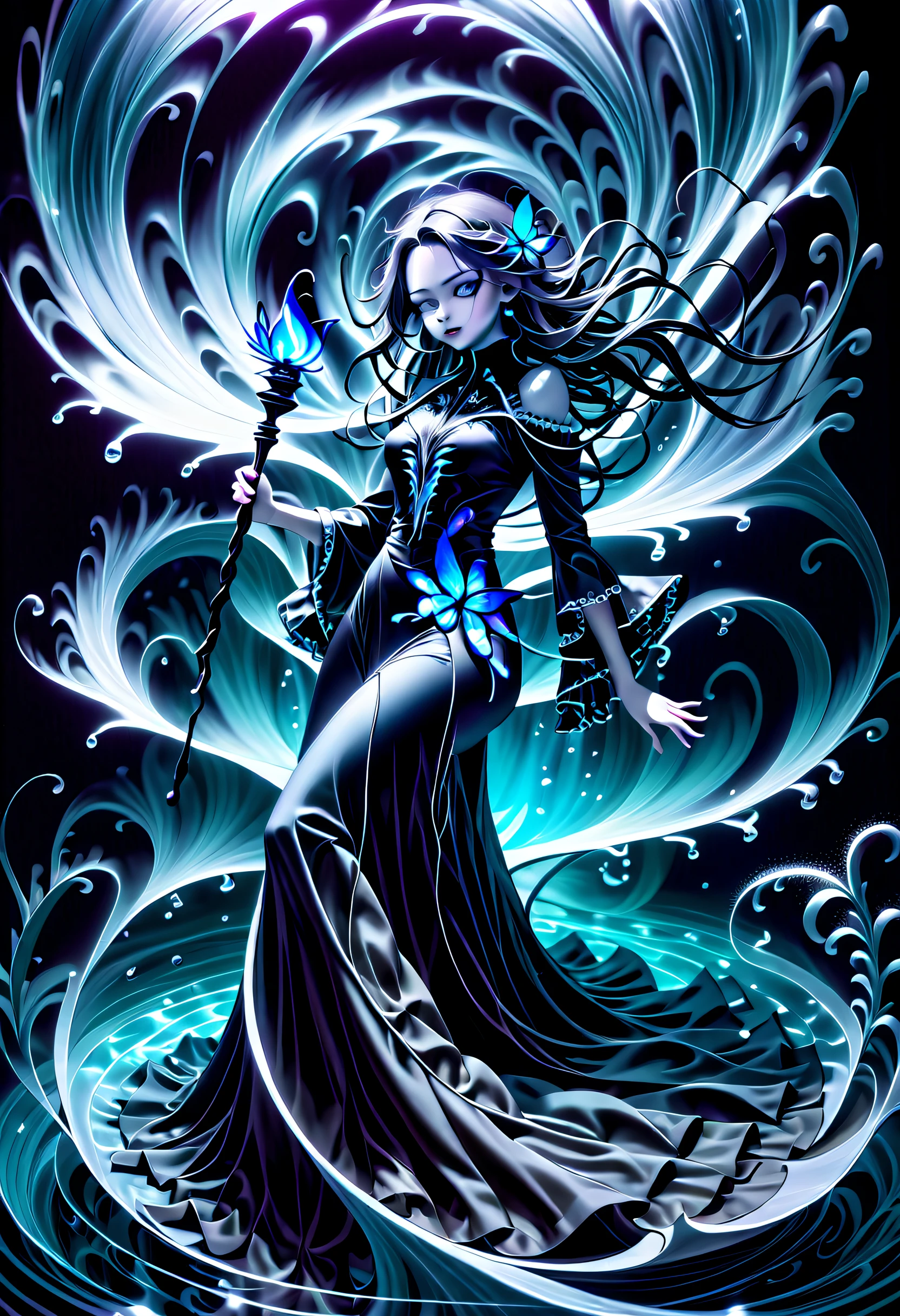 (((dark cyan black_Light painting with dazzling detail and texture art:1.3))), (((beautiful gothic horror、I am a magician who has held it for a long time._Magic_walls:1.3))), (((1 piece of swallowtail butterfly with plenty of glittering scale powder:1.2))), (((To a juicy planet:1.3))), (((Seamless insane fusion design:1.4))), great atmosphere pose, (((Black_Light style with great rendering:1.4))), (((Illustration of different styles of top and bottom art:1.3))), (((Under the dark_Color_Water tornado due to upper radiation and release:1.6))), All capture beautiful details Black_light glow, (((beautiful detail black_light_Shine and dim glow behind:1.3))), Mysterious beauty, elegant twist, Swirls and sparkling glass, Dim lighting, (((high contrast resolution:1.1))), (((Delicate touch:1.5))), (((pop splash succulent neon_Hazy glow_garden background details:1.1))), (((Intricate details:1.3))), (((fantasy fairy illustration:1.2))), matte paint, mezzotint, detailed gouache painting, heavy stroke mix, ((Eternity and dark fantasy wishes:1.1)), (((Exquisitely clear details:1.4))), (((true masterpiece:1.4))), UHD drawing,
