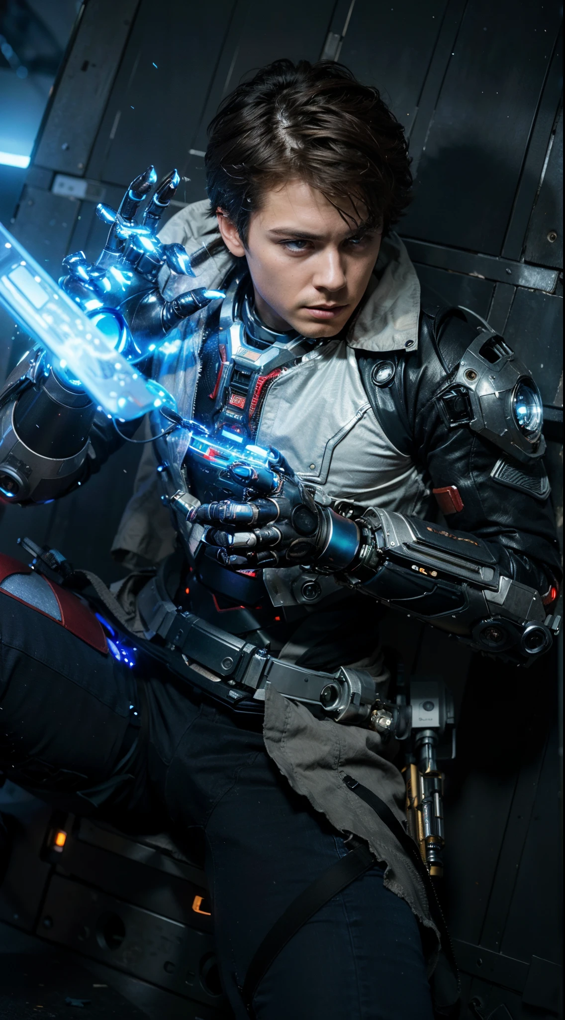 (1boy:1.3), solo,__body-parts__, official art, unity 8k wallpaper, ultra detailed, handsome and aesthetic,l, masterpiece, best quality, RAW, masterpiece, super fine photo,, best quality, super high Resolution, photorealistic, sunlight, full body portrait, boy 1, handsome, masculine, cool, dynamic pose, delicate face, blue eyes, (side view), she is wearing a futuristic Iron Man mech, red and gold, Highly detailed abandoned warehouse background, detailed face, detailed complex busy background, messy, gorgeous, milky, high detailed skin, realistic skin details, visible pores, sharp focus, volumetric fog, 8k uhd, dslr camera, High quality, film grain, fair skin, photorealism, lomography, sprawling metropolis in a futuristic dystopia, view from below, translucent