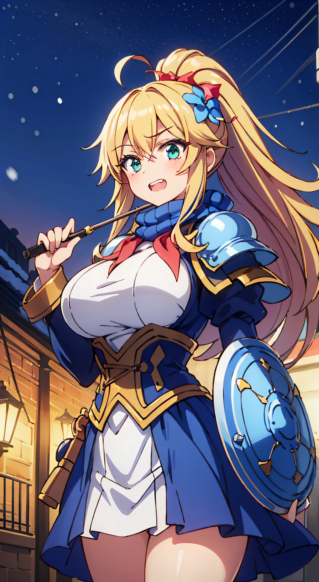 (Absurd realistic structure details),(High resolution complex and detailed text quality),(High-resolution microstructure,High poly 3 boobs boobs boobs D rendering correction),Methods of geometry,Careful explanatory anatomy,
BREAK,
1 beautiful girl, girl with, (Cute:1.5),(Chibi:0.5),(kawaii:2.0),(Lori:2.0),(12 year old girl),(large full breasts:1.65),(Ahoge,High Ponytail,Blonde hair, blue bow, Green eyes,eyebrows visible through hair,side locks,Parted bangs,Long hair, Hair Flower, Hair Ornament, Curly hair,Bow:1.4),:D,(Angel,White feathers, one white winged, Angel wings,Spread wings, Glowing wings),pitt \(??? Icarus\),gleaming skin, Clear skin, shining beautiful skin, Open mouth,Smile, Solo, tusk, Upper teeth,(long eyelashes, Double eyelids:1.2),Solo,gleaming skin, Clear skin, Beautiful skin,(best quality face),(Top quality glowing eyes),(The best smile,Doya face:1.45), Break Break
((wearing orange armor, grab spear, sheild, red neckerchief, )),
angry break,gritted teeth,Fighting stance, (wasteland),
BREAK,(day), Standing,a closed mouth,(architecture, building, Choker, city, Cityscape, Outdoors, building, city,lamp post, Power lines, scarf, skyporn, Snow, Solo, utility pole, Winters:1.55), Waterfall,depth of fields,
BREAK,wakame,wakame,wakame,(Cowboy Shot:1.4),
BREAK,(Blurry background:1.3),(absurderes, hight resolution, Super Detail Art),cel shading,Clear Color, Lonely optical effect, Beautiful pictures, Bright glow, mystic atmosphere,(Close-up of girl:1.1), Mystical light particle effect,manga influence, clean line drawings,