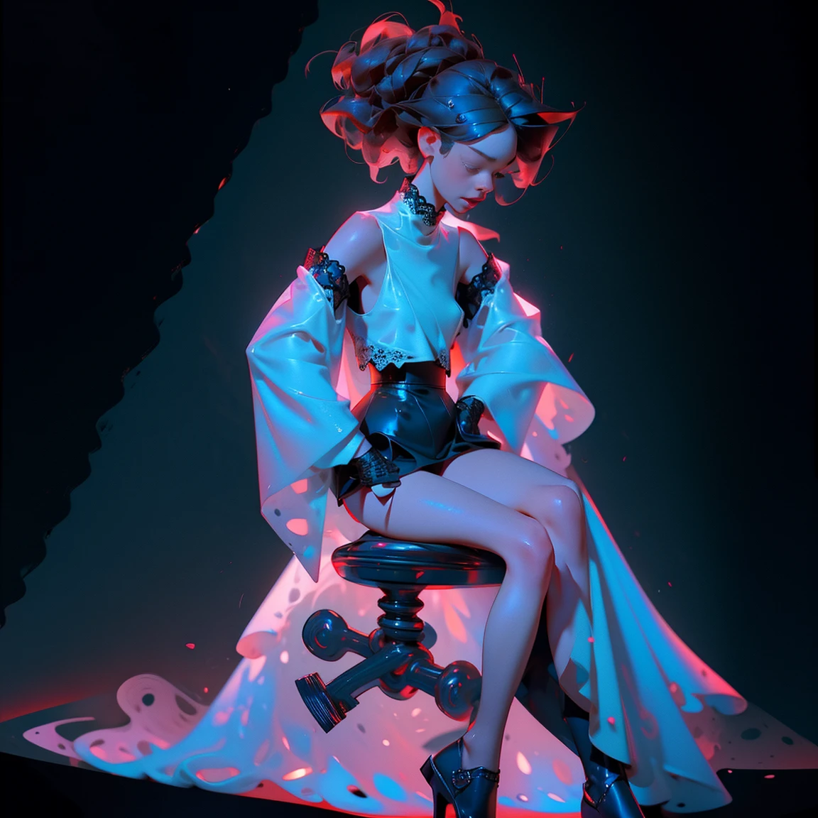 (8K Ultra Clear,Best quality at best,The body is well structured,human anatomy grade anatomy),( Cute girl of 16 years old(Hands tied behind your back with a rope)),with short black hair,((half squatting,reclining backrest,tilt your body,legs are open)),(Black organza jumpsuit(water leakage )(Leakage of female genitalia))Loafer shoes,Smooth arms,cropped shoulders,open belly button,((Background with:on top of the bed)),Black transparent lace garter stockings,((breast patch,breast patch,no brassiere)),thigh lace bands,((Female genitalia are clearly visible)),Breast areola,titmouse,The genitals,White fluid flows from the genitals,obscene juice,pearls of sweat,water spray,Sexual vibrators,Sexual sexual toy,sex cannon,There is a white fluid in the lower abdomen。