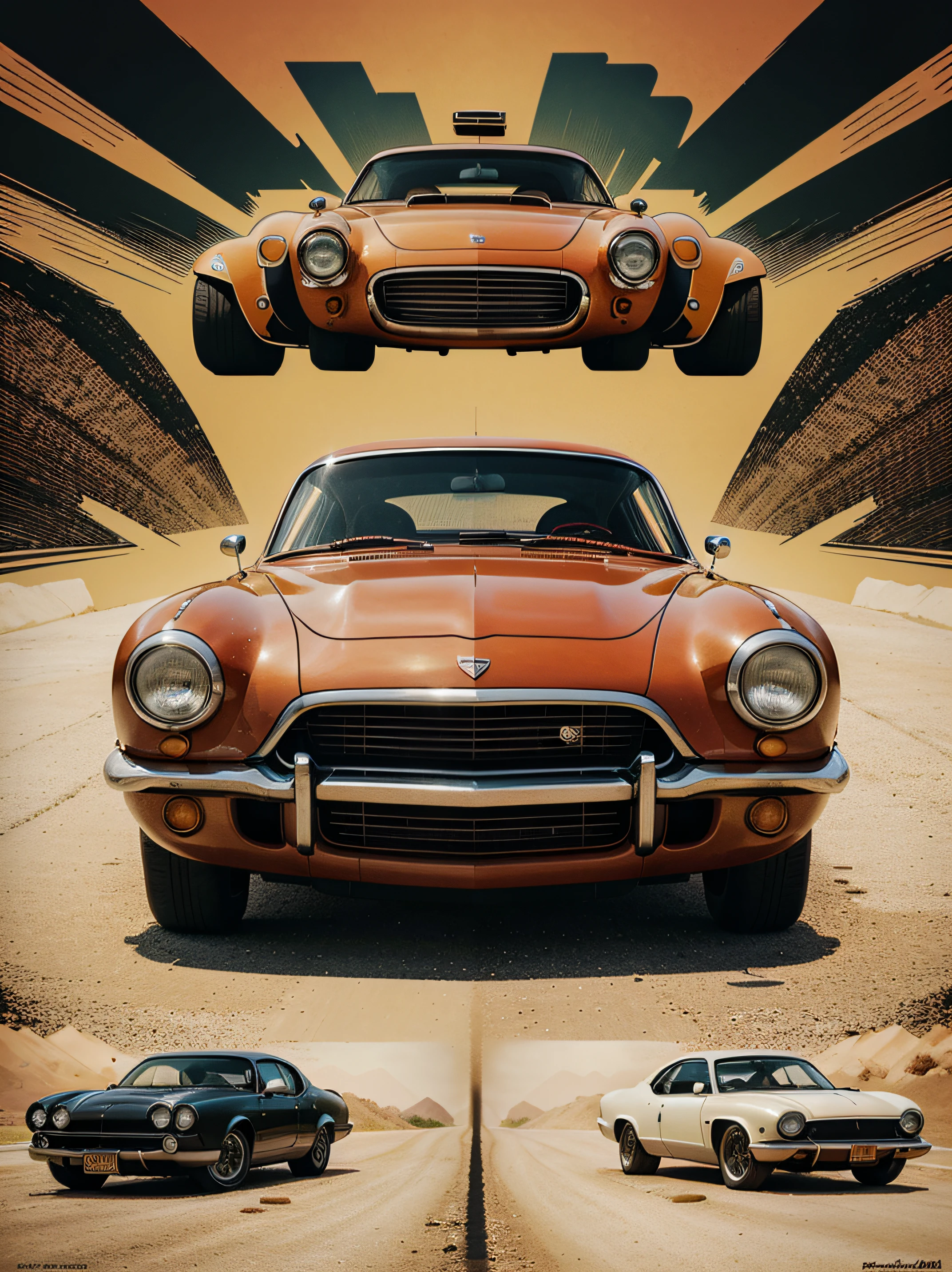 um close de um carro com um motor grande em um fundo escuro, Detalhe superior, estilo poster vintage, poster vintage, Highly detailed illustration.", hd illustration, retro style art, Super carro, hyper detail illustration, intrincado carro de corrida detalhado, Cartoon style illustration, retro artstyle, Retro illustration, poster illustration, hyper detailed illustration, carro vintage, higher detailed illustration