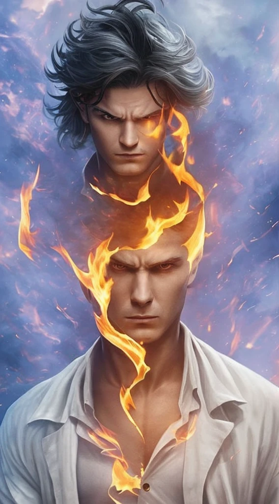A character with Fire and Dark powers