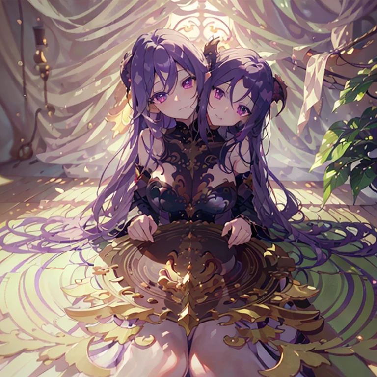 (masterpiece, best quality), best resolution, (3heads:1.5), 1girl, purple hair, long hair, violet eyes, different facial expressions, violet t-shirt, (dragon girl:1.1), dragon claws,dragon tail, (scales, intricate details:1.2)