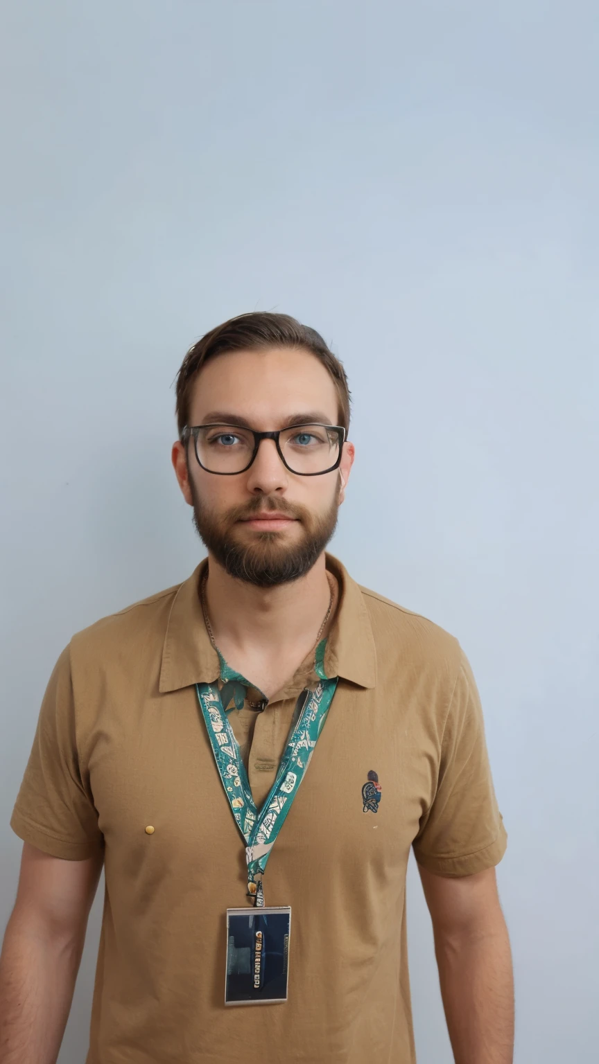 Tall green-eyed boy wearing glasses with beard