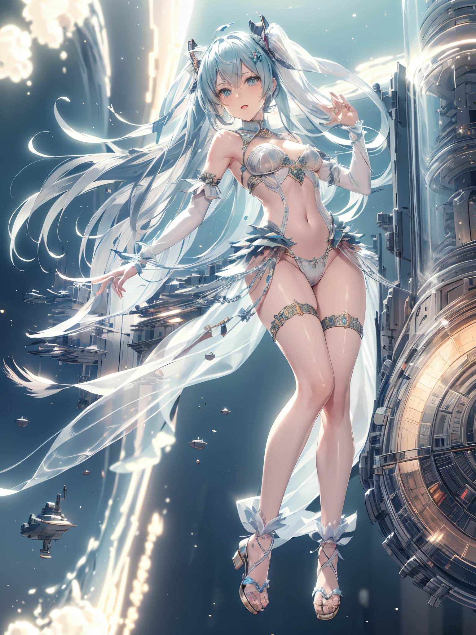 miku hatsune,Arabian Night,Bewitching dances,palatial palace,Beautiful breasts,silver see-through costume