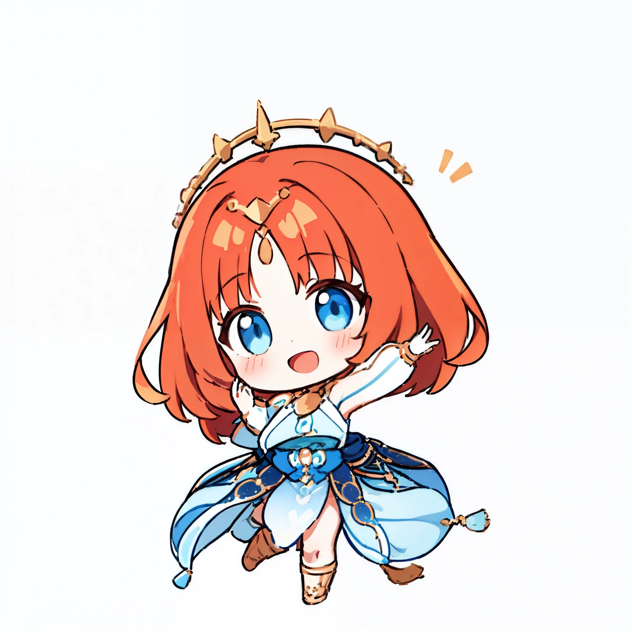 1girl,nilou \(genshin impact\), chibi,full body,dancing, white background, happy
