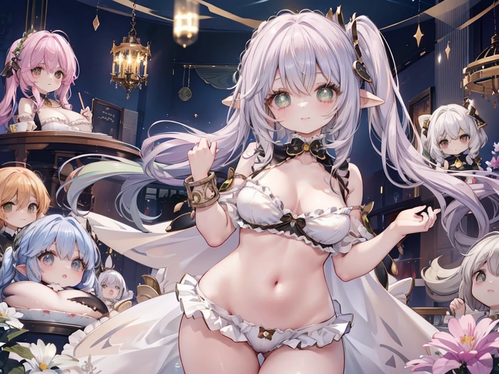 1 woman、Radiant hair、fluffy and soft hair、Sparkling eyes、爆乳、Too large breasts、Seductive breasts、Sheer underwear、lace cape、a choker、Long Lace Bale、Ruffles and ribbons、A smile、The upper part of the body、wingspan、A benevolent look、Eternal brilliance、Too large breasts、爆乳、puffy chest、ta room、Navel Ejection、I can see my nipples、Lolilothes、bow ribbon、