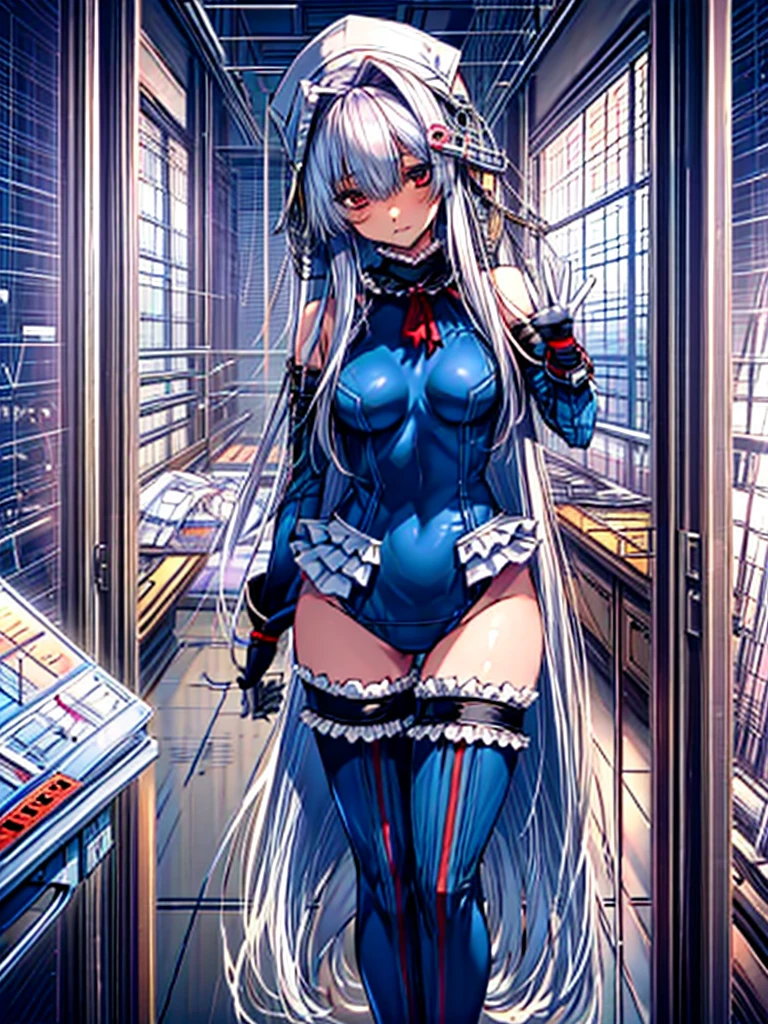 1girl in, ( (digital) ( ), medium breasts, (fril swimsuit, thighs thighs thighs thighs, Detached sleeves)) , Best Quality, marierose,、Hypnorola
Eyes in the sky、1girl in,Emotionless facial expressions,,(Futuristic and complex operating room interior:1.6)
