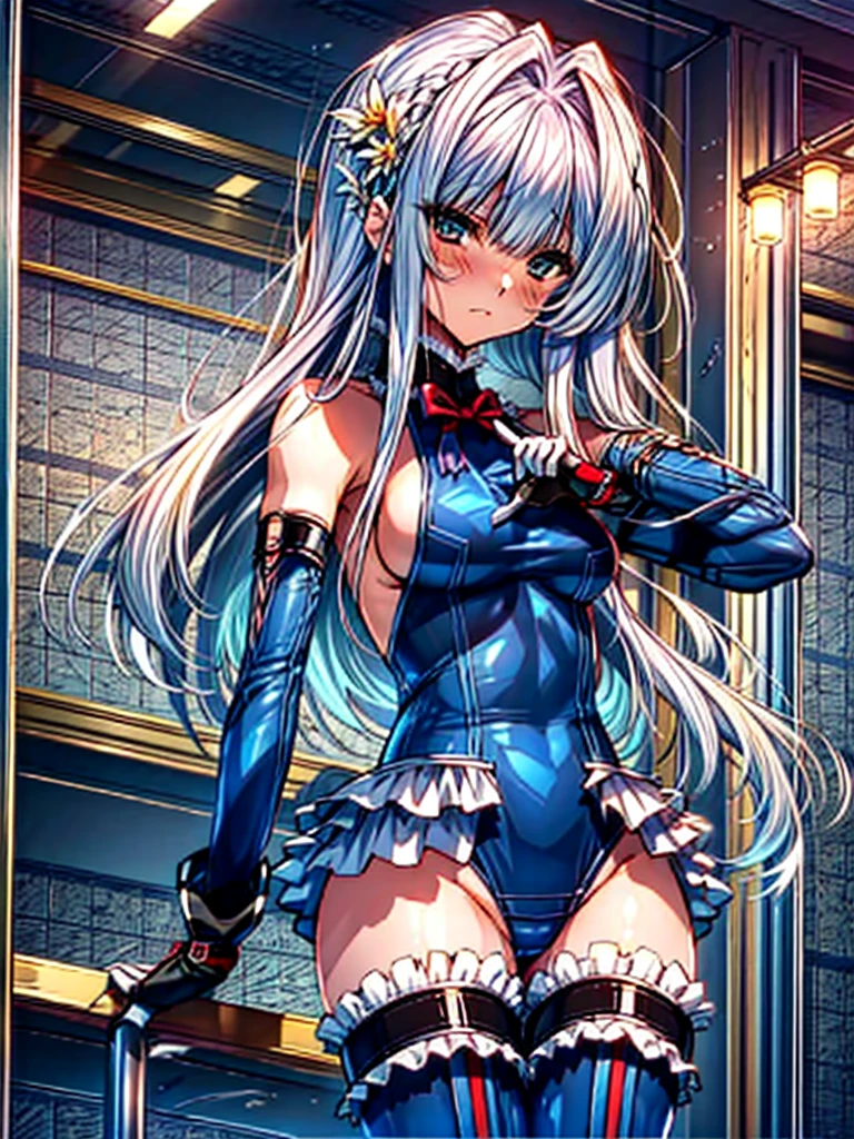 1girl in, ( (digital) ( ), medium breasts, (fril swimsuit, thighs thighs thighs thighs, Detached sleeves)) , Best Quality, marierose,、Hypnorola
Eyes in the sky、1girl in,Emotionless facial expressions,,(Futuristic and complex laboratory interior:1.2