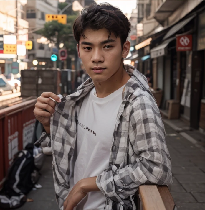 Change background, cyber fung, handsome boy, realistic face