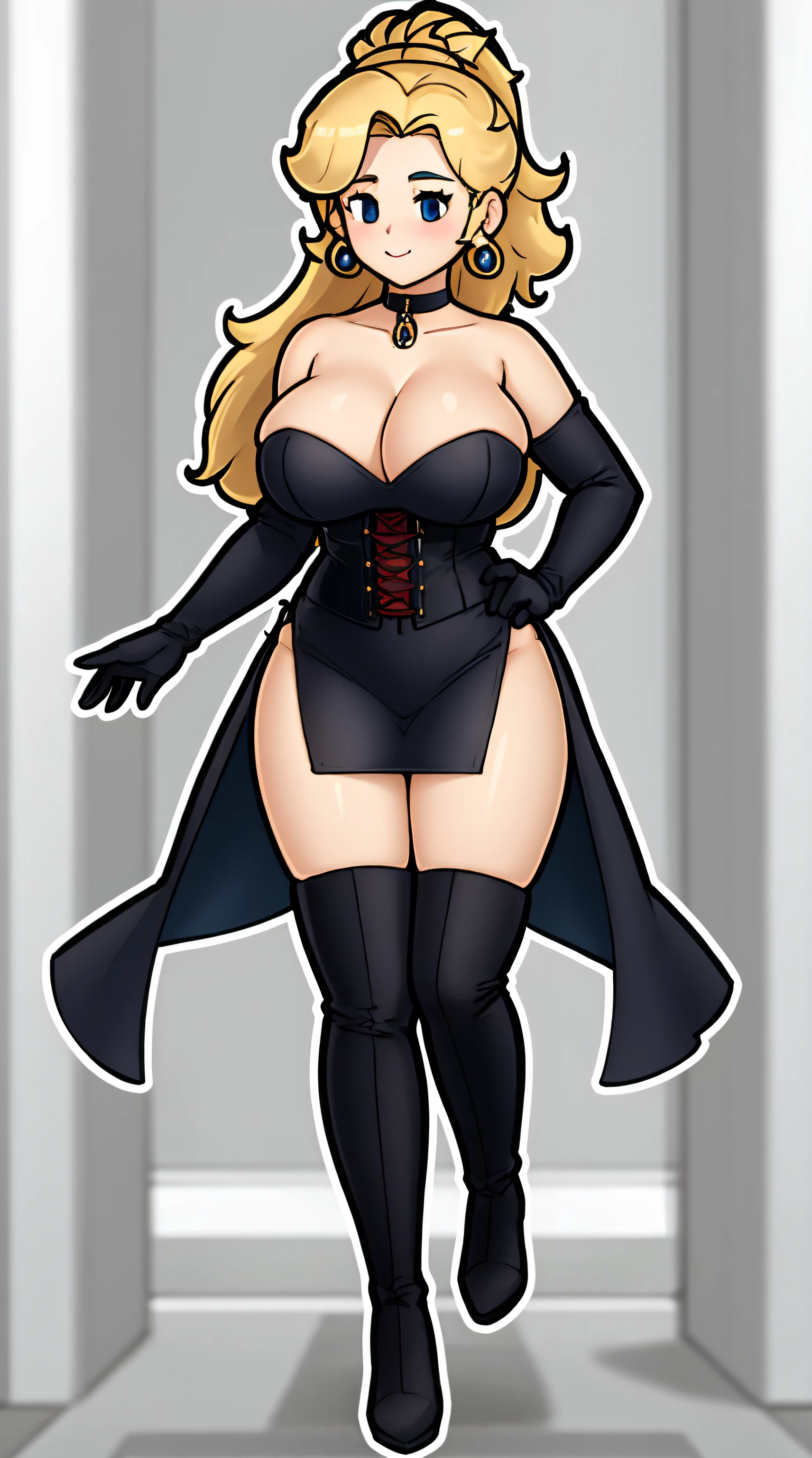 anna semenovich. enormous droopy breasts. huge hips. Nude. Choker. pony tail. Thigh-high boots. gloves. Mini Dress. red corset. (Very High Definition. 8K). chibi