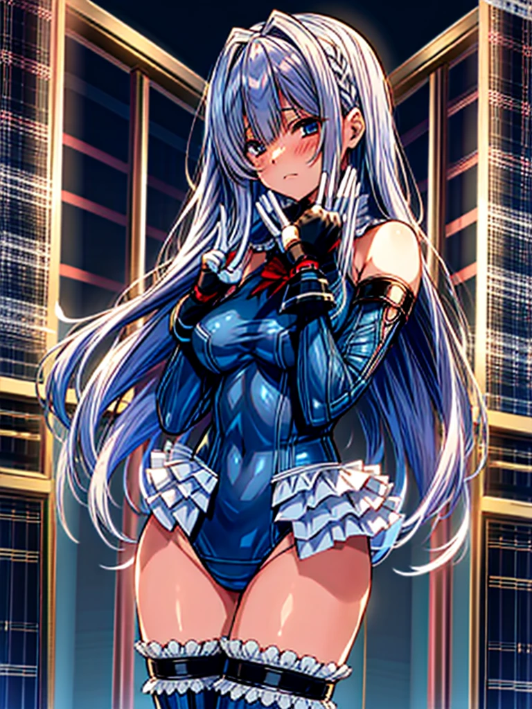 1girl in, ( (digital) ( ), medium breasts, (fril swimsuit, thighs thighs thighs thighs, Detached sleeves)) , Best Quality, marierose,、Hypnorola
Eyes in the sky、1girl in,Emotionless facial expressions,,(Inside a futuristic and complex base:1.2