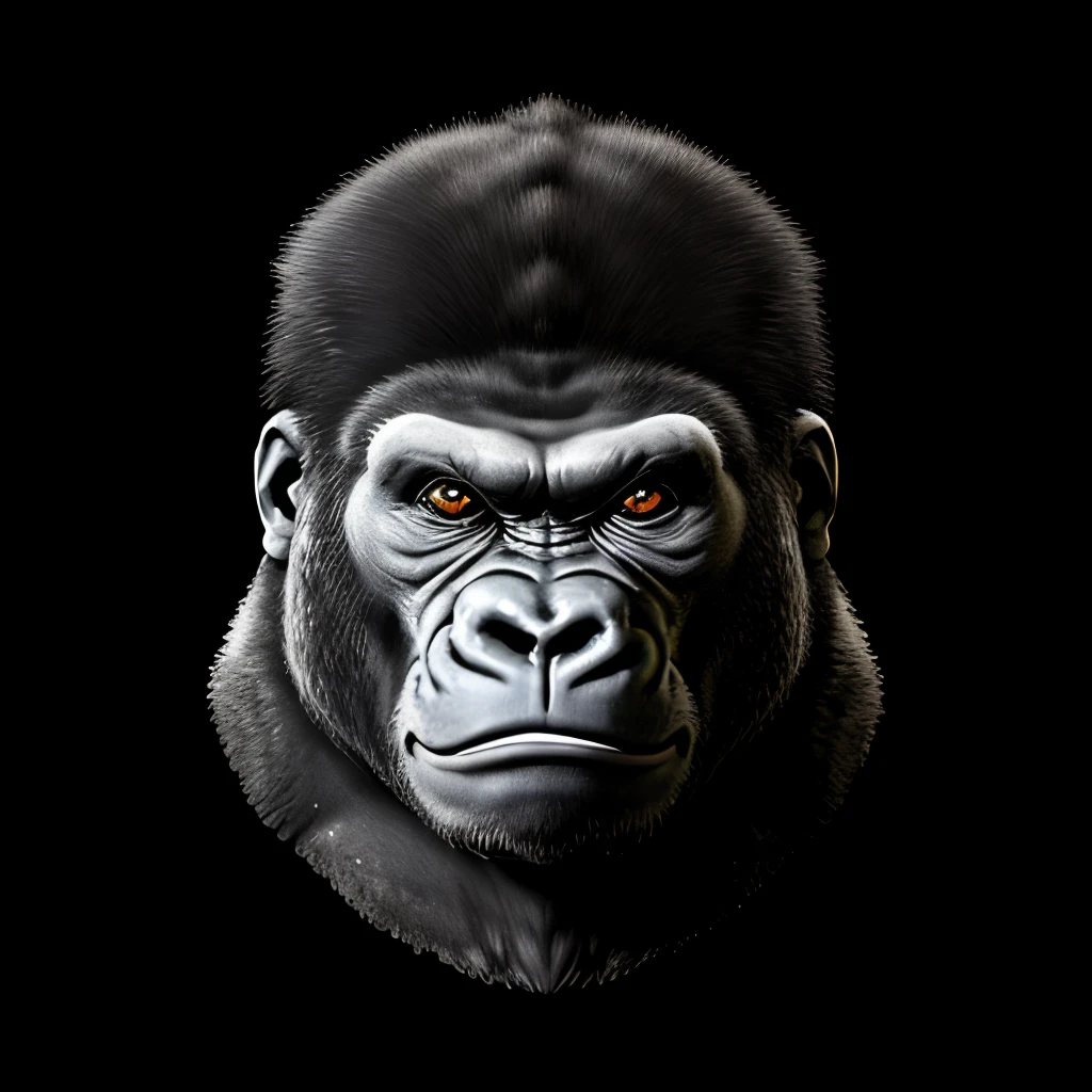 ((A logo))、realistic gorilla head、frontage、monochromes、No humans