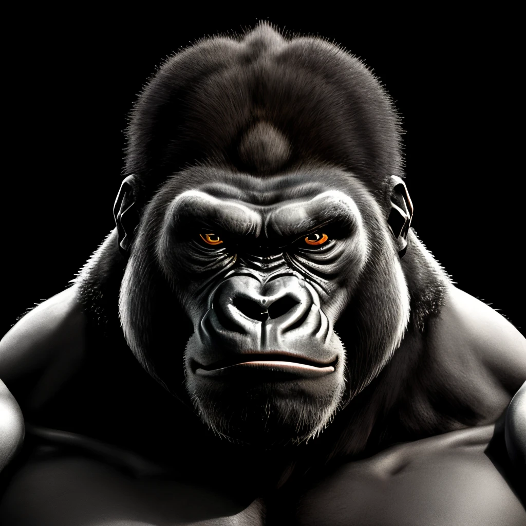((A logo))、realistic gorilla head、Silverback、Forward-facing、monochromes、No humans
