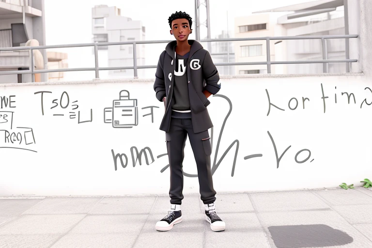 um joven negro rapaz,