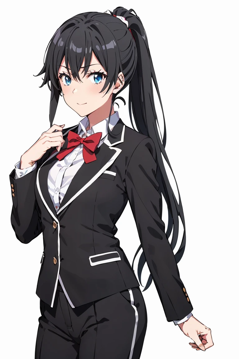 Yukinoshita yukino, 1girl, tuxedo, anime, colored, 8k, ponytail hair blue eyes detailed