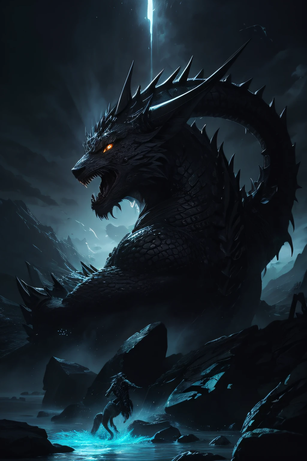 "A vision was revealed to John while he was by the sea. In this view, uma fera surgiu do mar, displaying seven heads and ten horns, com nomes blasfemos sobre eles. Esta fera, resembling a leopard with the feet of a bear and the mouth of a lion, received power and authority from the dragon."
Certamente! Here is a detailed description of the beast that rises from the sea, as mentioned in John's vision:
The beast is an imposing and formidable creature, emerging majestically from the turbulent waters of the sea. Its robust, powerful body is covered in scaly skin., refletindo uma mistura de cores que lembra a agilidade de um leopardo. Over your seven heads, that rise menacingly, they are diadems with blasphemous names, indicating arrogance and a defiance of heavenly powers.
The ten horns that adorn this beast give it a sense of majesty and authority., standing out as prominent elements of your appearance. Each horn appears to symbolize a manifestation of his power over the nations and kingdoms of the earth...
The beast has powerful feet, lembra um urso, leaving firm and decisive footprints as you go. Sua boca, Por sua vez, is characteristic of a lion, revealing sharp teeth and emitting ferocious roars that echo amidst the apocalyptic vision.
As it rises from the depths, uma aura sinistra o envolve, indicando a origem maligna de seu poder. His entire presence is imbued with the authority received from the dragon, suggesting a shadowy alliance and joint purpose in carrying out catastrophic events.
This description aims to provide a detailed visual basis to guide an AI imager in artistic representation of the beast described in apocalyptic scriptures..