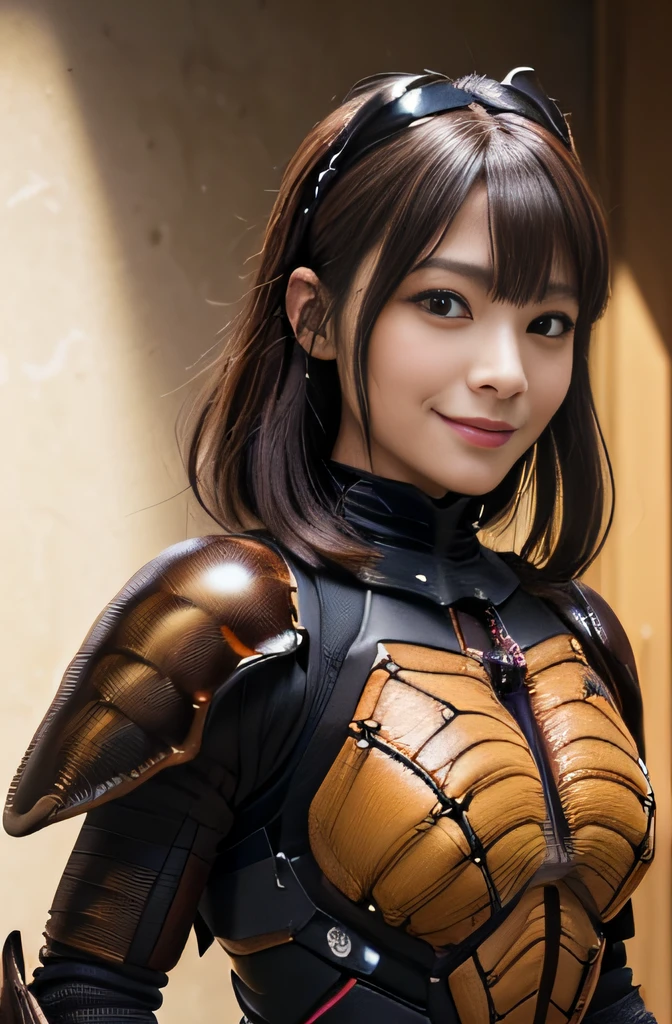 (high resolution,masterpiece,best quality,extremely detailed CG, anime, official art:1.4), realistic, photo, amazing fine details, all intricate, gloss and shiny,awesome many layers, 8k wall paper, 3d, sketch, kawaii, illustration,( solo:1.4), perfect female proportion,villainess, (fusion of dark brown cockroach and lady:1.4), (brown cockroach form lady:1.2), (brown cockroach lady:1.2), (fusion:1.2), (solo:1.4), (evil smile:1.2), muscular, abs, (cockroach brown exoskeleton bio insect suit:1.4), (cockroach brown exoskeleton bio insect armor:1.2), (brown transparency cockroach wing:1.4), (brown cockroach antennae:1.3),