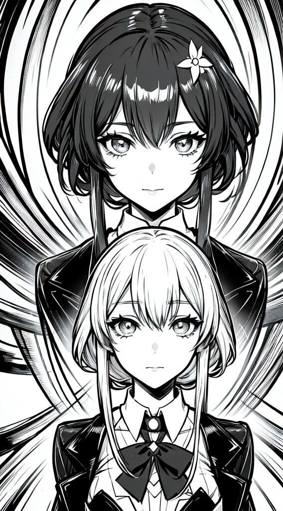 Anime girl , kafka , manga style , black and white.