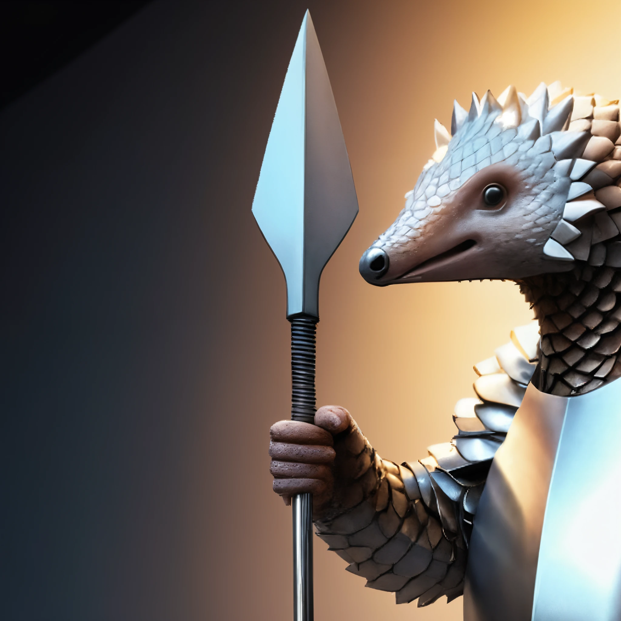There is a statue of a dragon holding a shield and a spear, With scaly armor, Depicted as a 3D rendering, Spiked Metal Armor, Reptile warrior, metal dragon tail, ferret warrior, Dragon scale armor, Plata, As an Atlantean Reptilian Warrior, Dragon Ancient Full Plate Armor, armadillo patriot president, artistation render