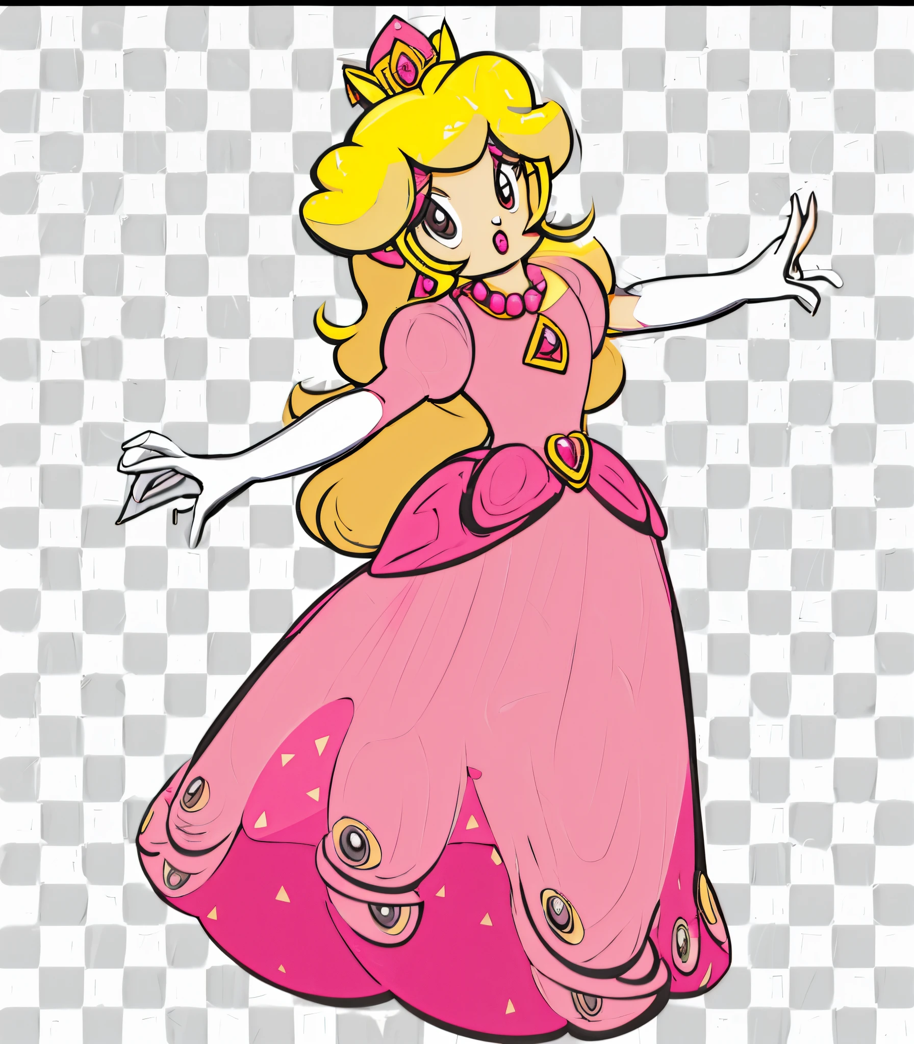 Cute style in pink dress，Detail redraw