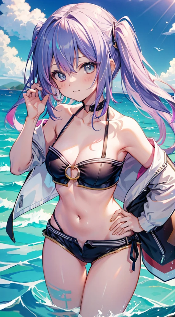 Hololive small breasts breasts Towa Yami swimsuit