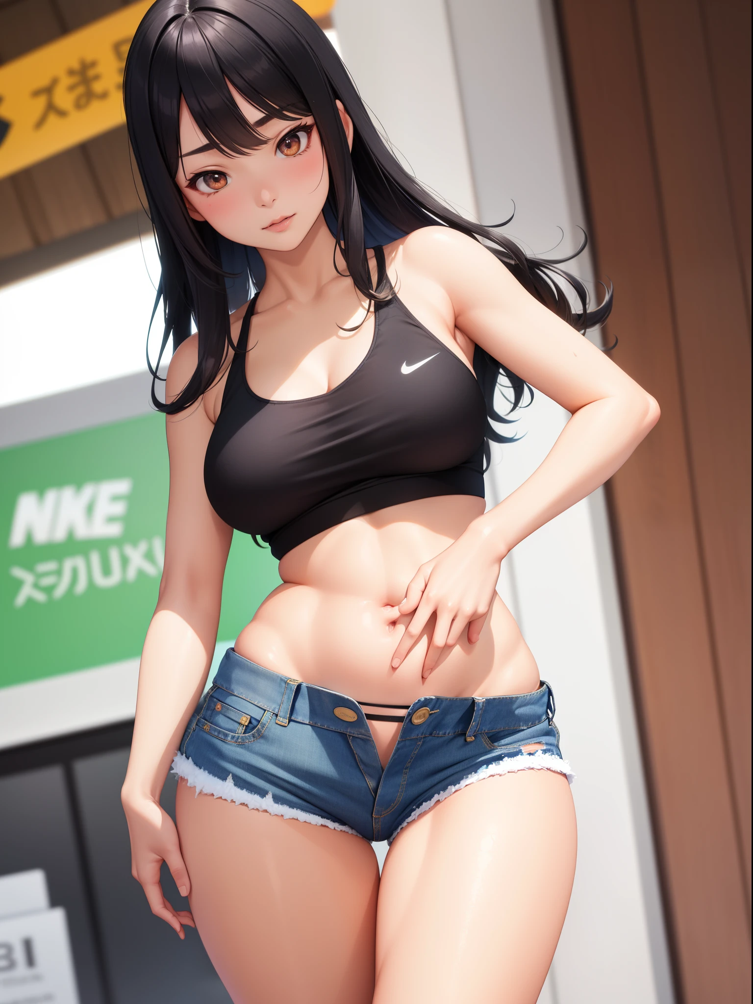 Uchimeimei, Very sensual, Clothes for girls with funk, Brazilian, Rio de janeiro, Dancing funk, scroll, big a, thick leg, Wear extremely short denim shorts, wearing a mini shirt, There is leakage in the belly but Nike sneakers, long whitr hair, Speakers at the back, full bodyesbian, Very realistic, Very sexy, 88K is extremely detailed), (Extremely Delicately Beautiful), (tmasterpiece), (Better quality: 1.0), (Ultra-high sharpness:1.0)