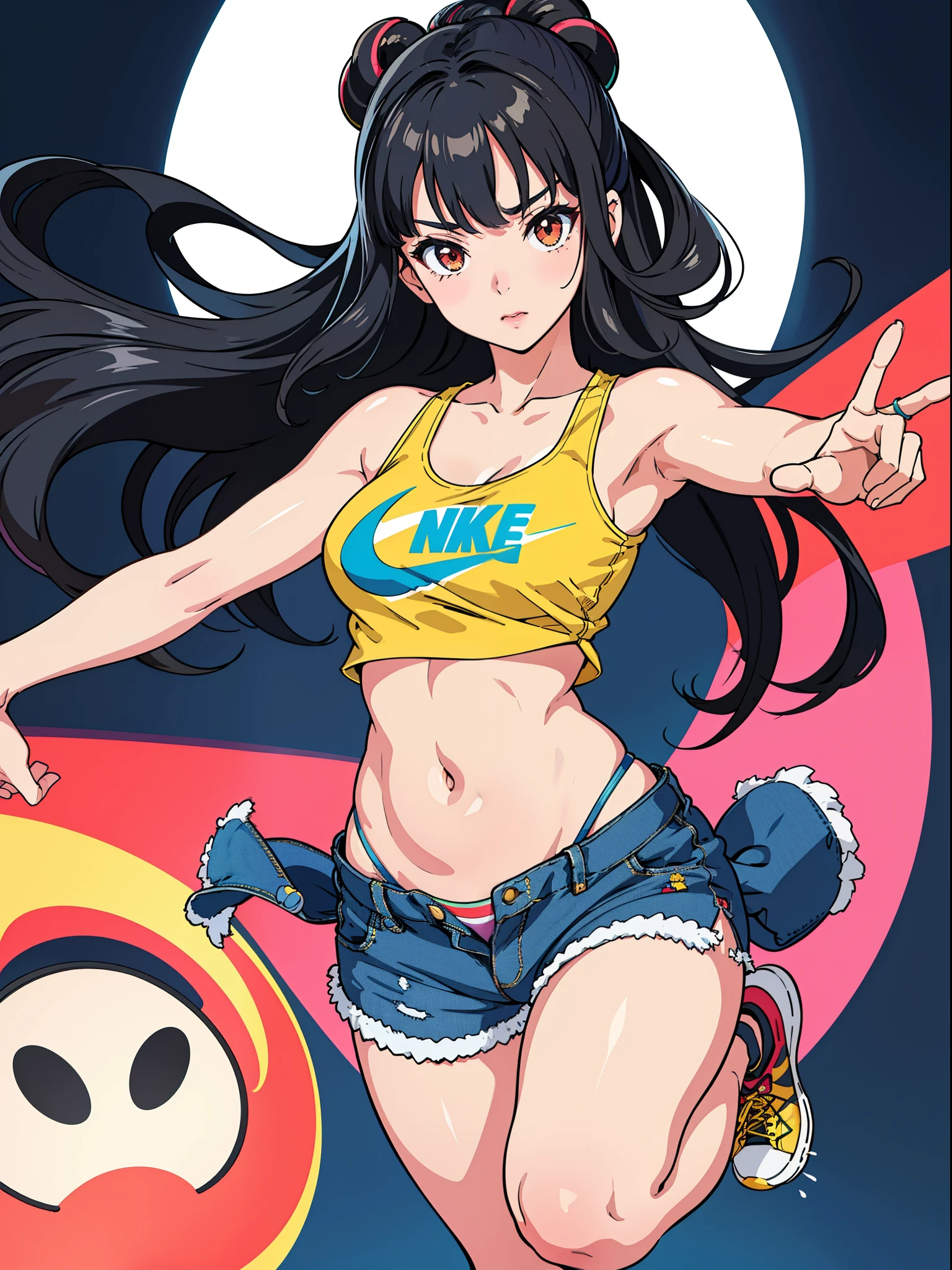 Uchimeimei, Very sensual, Clothes for girls with funk, Brazilian, Rio de janeiro, Dancing funk, scroll, big assa, thick leg, Wear extremely short denim shorts, wearing a mini shirt, There is leakage in the belly button, Nike sneakers, long whitr hair, Speakers at the back, full bodyesbian, Very realistic, Very sexy, 8K, 8K is extremely detailed), (Extremely Delicately Beautiful), (tmasterpiece), (Better quality: 1.0), (Ultra-high sharpness:1.0)