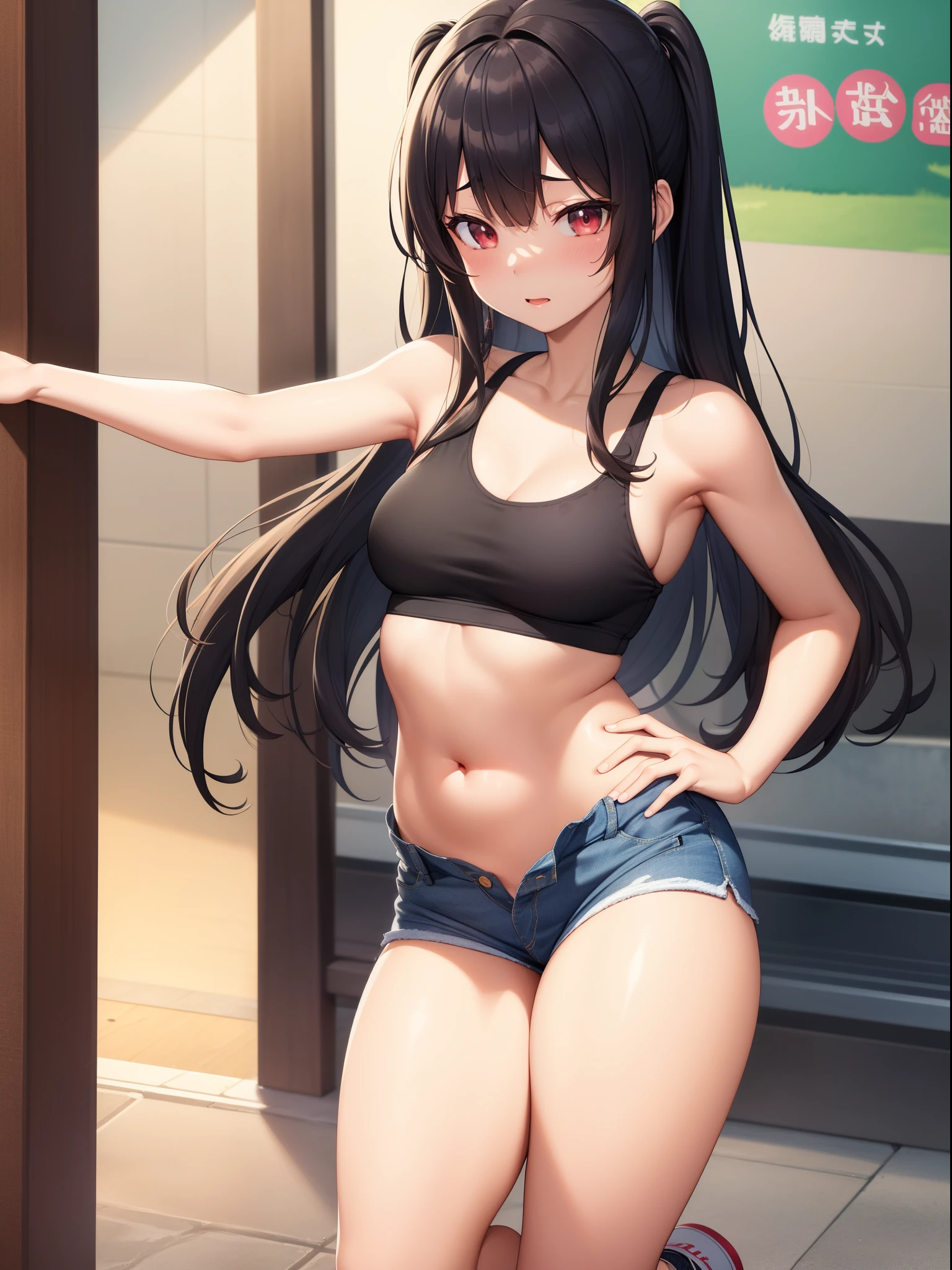 Uchimeimei, Very sensual, Clothes for girls with funk, Brazilian, Rio de janeiro, Dancing funk, scroll, big assa, thick leg, Wear extremely short denim shorts, wearing a mini shirt, There is leakage in the belly button, Nike sneakers, long whitr hair, Speakers at the back, full bodyesbian, Very realistic, Very sexy, 8K, 8K is extremely detailed), (Extremely Delicately Beautiful), (tmasterpiece), (Better quality: 1.0), (Ultra-high sharpness:1.0)