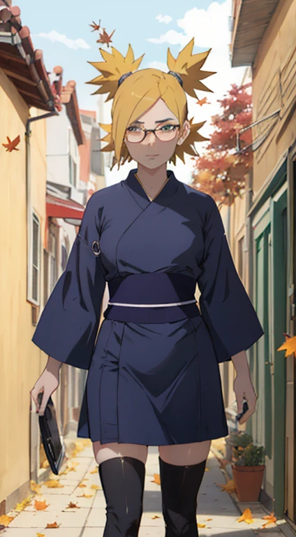 Obra maestra, absurdos , (Detalles intrincados), (De color),cinematic lighting,Disparo de reventado,fondo de pantalla CG 8k extremadamente detallado,temario\(Boruto\), 1girll, hembra madura,kimono azul,falda arriva de las piernas sentada, al aire libre, (falling leaves:1.3), autumn leaves, (autumn), luz del sol, arce, labio partido,viento, Ver el visor, temario\(Boruto\),agachado,Mantenga sus manos en la pared,pose muy sexy