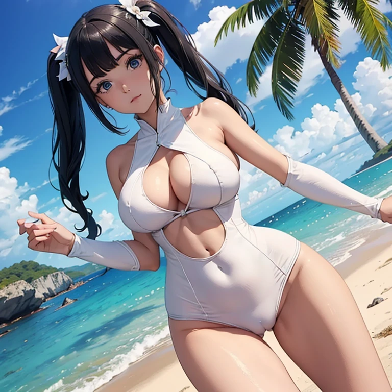 Com roupas de couro colada no corpo cameltoe