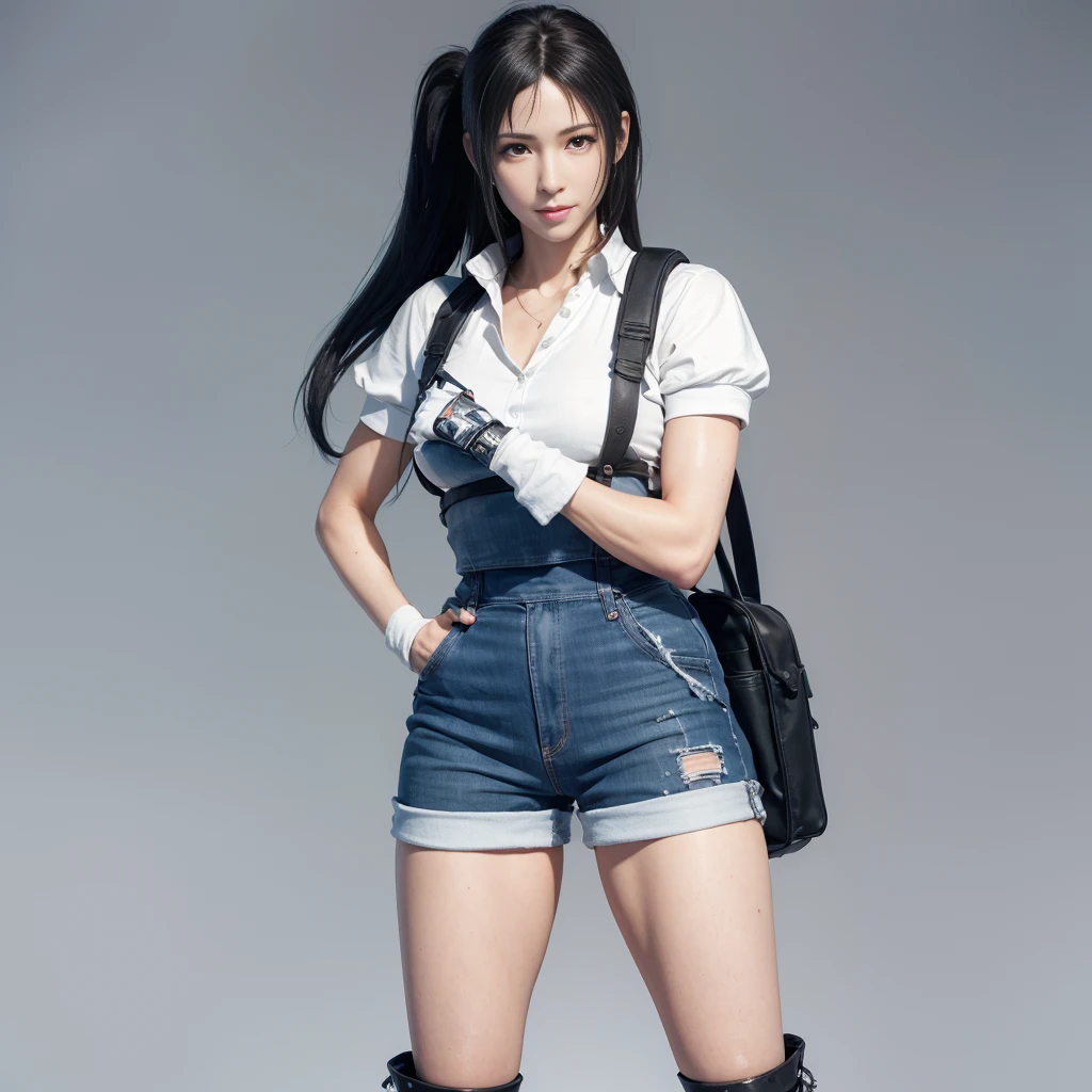 (best quality,ultra-detalhado),(Realistic:1.37),Tifa Lockhart,Rosto bonito e detalhado, expression a slight smile, textura ultra realista, rosto delicado, corpo delicado, Fit physique
