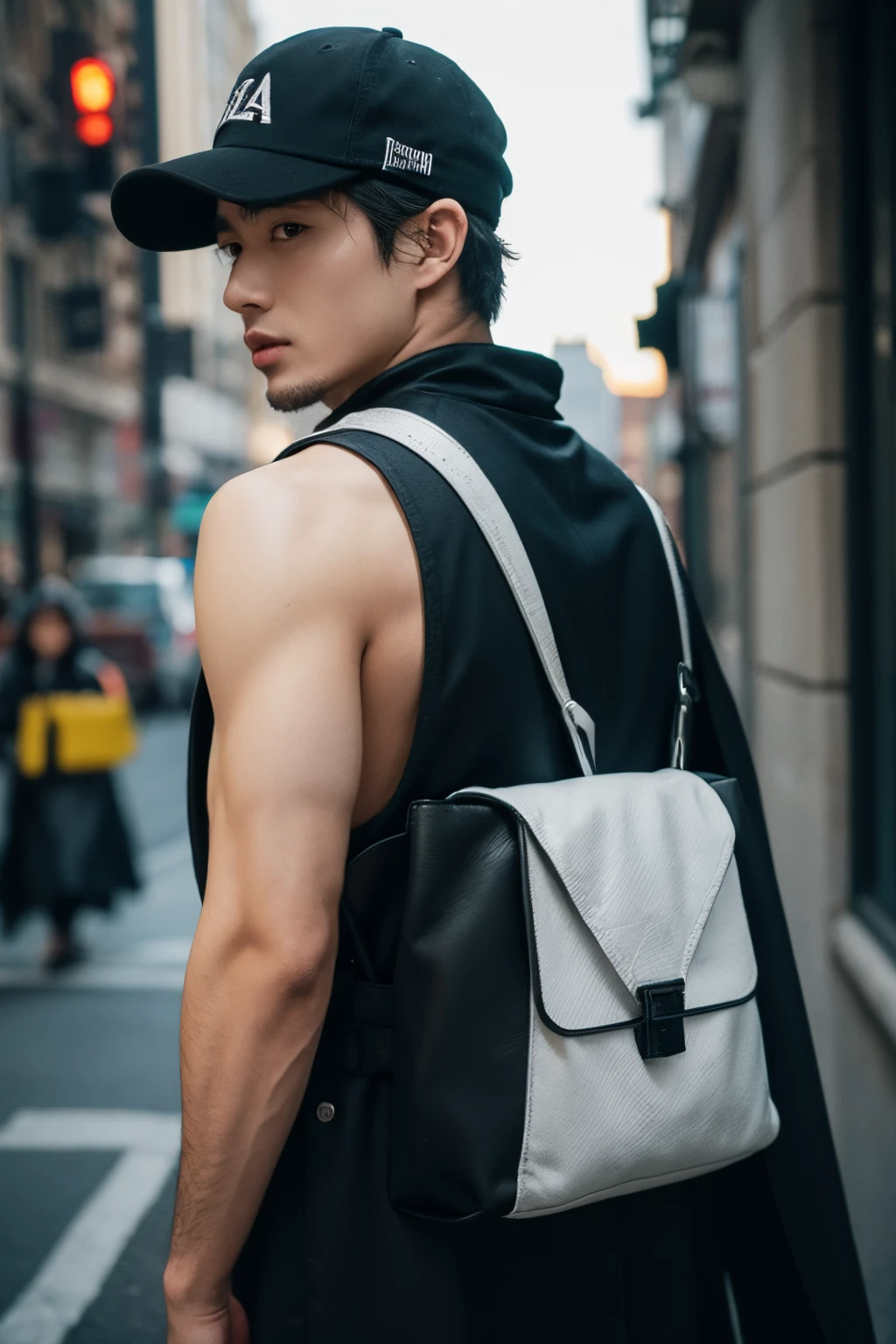Man back,With a hat,black cloaths