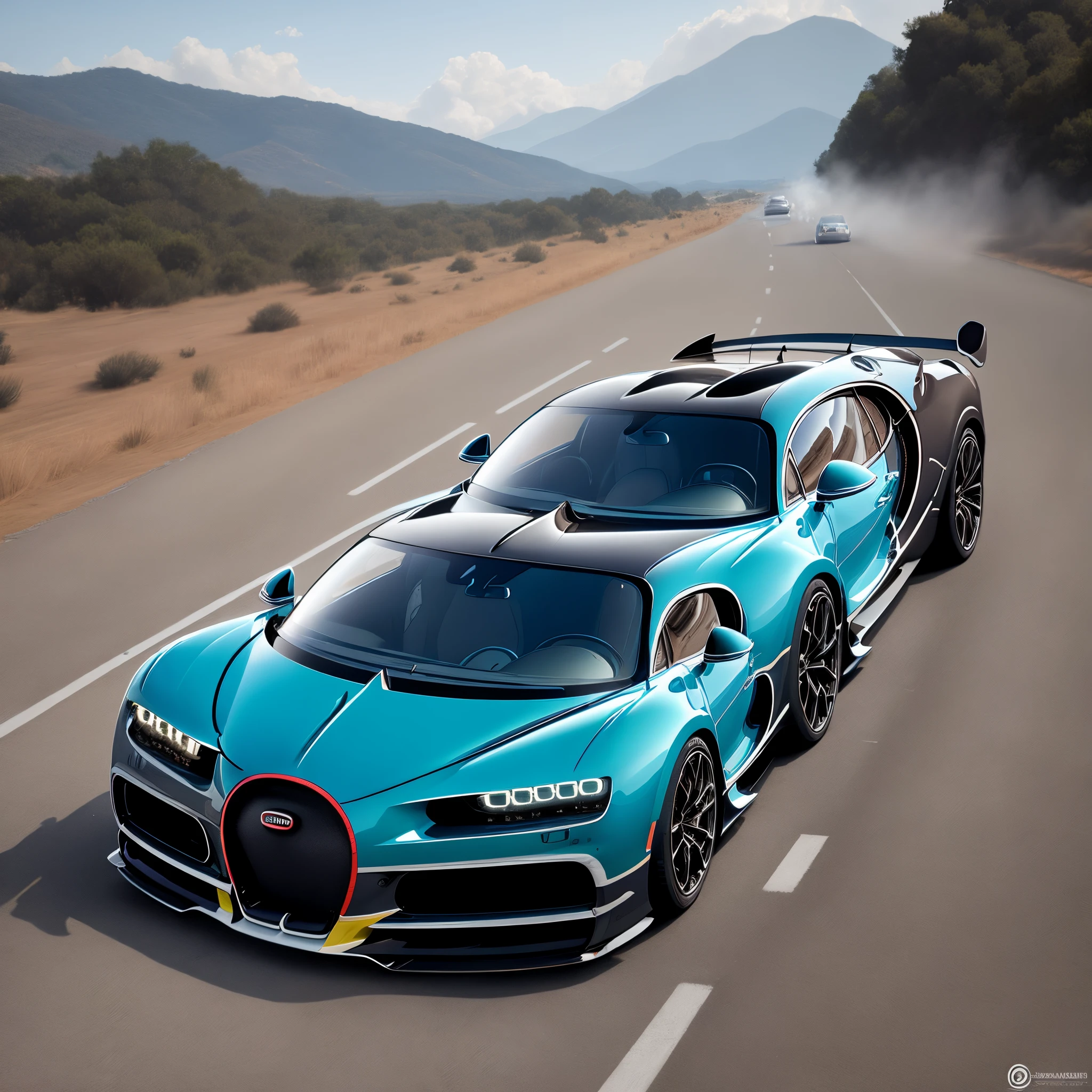 Bugatti chiron derrapando sacando humo de colores